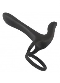 Черная насадка на член с вибрацией Couple’s Vibrator - Orion - в Серпухове купить с доставкой