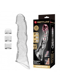 Прозрачный фаллоудлинитель с 3 вставками - 28 см. - Baile - в Серпухове купить с доставкой