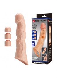 Телесный фаллоудлинитель с 3 вставками - 28 см. - Baile - в Серпухове купить с доставкой