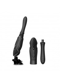 Черная секс-машина с функцией нагрева, насадками и присоской Sesh - Zalo - купить с доставкой в Серпухове