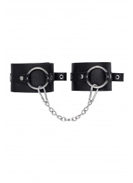 Черные оковы из толстой кожи с люверсами - Pecado - купить с доставкой в Серпухове