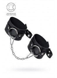 Черные оковы из толстой кожи с люверсами - Pecado - купить с доставкой в Серпухове
