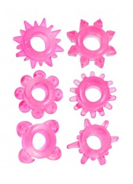 Набор из 6 розовых эрекционных колец с различным рельефом - Erowoman-Eroman - в Серпухове купить с доставкой