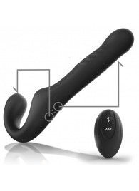 Черный безремневой страпон с вибрацией и возвратно-поступательными движениями - 24 см. - Ibiza - купить с доставкой в Серпухове