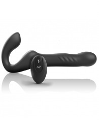 Черный безремневой страпон с вибрацией и возвратно-поступательными движениями - 24 см. - Ibiza - купить с доставкой в Серпухове