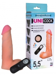 Фаллическая насадка Харнесс UNICOCK 5,5  с вибрацией - 17 см. - LOVETOY (А-Полимер) - купить с доставкой в Серпухове