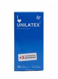 Классические презервативы Unilatex Natural Plain - 12 шт. + 3 шт. в подарок - Unilatex - купить с доставкой в Серпухове