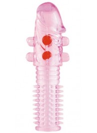 Гелевая розовая насадка с шариками и шипами - 14 см. - ToyFa - в Серпухове купить с доставкой