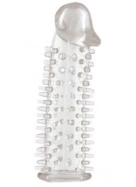 Прозрачная насадка на половой член с закрытой головкой и шипами - 12,5 см. - Toyfa Basic - в Серпухове купить с доставкой