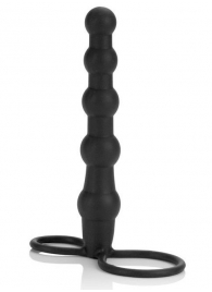 Насадка на пенис для двойного проникновения Silicone Beaded Double Rider - 14 см. - California Exotic Novelties - в Серпухове купить с доставкой