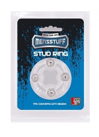 Эрекционное кольцо с 4 бусинами MENZSTUFF STUD RING CLEAR - Dream Toys - в Серпухове купить с доставкой