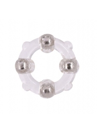 Эрекционное кольцо с 4 бусинами MENZSTUFF STUD RING CLEAR - Dream Toys - в Серпухове купить с доставкой