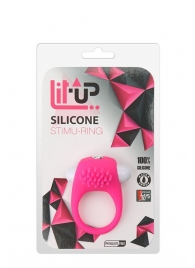 Розовое эрекционное кольцо с щеточкой LIT-UP SILICONE STIMU RING 5 - Dream Toys - в Серпухове купить с доставкой