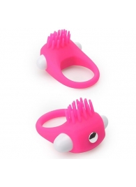 Розовое эрекционное кольцо с щеточкой LIT-UP SILICONE STIMU RING 5 - Dream Toys - в Серпухове купить с доставкой