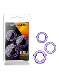 Набор из 3 фиолетовых эрекционных колец Stay Hard Beaded Cockrings - Blush Novelties - в Серпухове купить с доставкой
