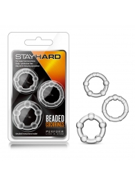 Набор из 3 прозрачных эрекционных колец Stay Hard Beaded Cockrings - Blush Novelties - в Серпухове купить с доставкой