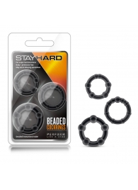 Набор из 3 чёрных эрекционных колец Stay Hard Beaded Cockrings - Blush Novelties - в Серпухове купить с доставкой