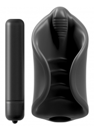 Чёрный мастурбатор Vibrating Silicone Stimulator с вибрацией - Pipedream - в Серпухове купить с доставкой