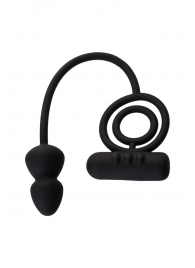 Чёрное эрекционное кольцо с вибропулькой и анальным хвостом - Erotist Adult Toys - в Серпухове купить с доставкой