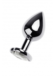 Серебристая анальная пробка с прозрачным кристаллом-сердцем - 8 см. - ToyFa - купить с доставкой в Серпухове