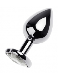 Серебристая анальная пробка с прозрачным кристаллом-сердцем - 8 см. - ToyFa - купить с доставкой в Серпухове