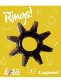 Чёрное эрекционное кольцо Rings Cogweel - Lola Games - в Серпухове купить с доставкой