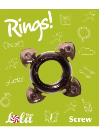 Чёрное эрекционное кольцо Rings Screw - Lola Games - в Серпухове купить с доставкой