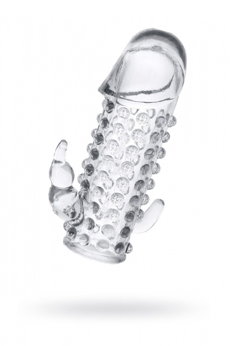 Гелевая прозрачная насадка с 2 отростками - 13 см. - Toyfa Basic - в Серпухове купить с доставкой