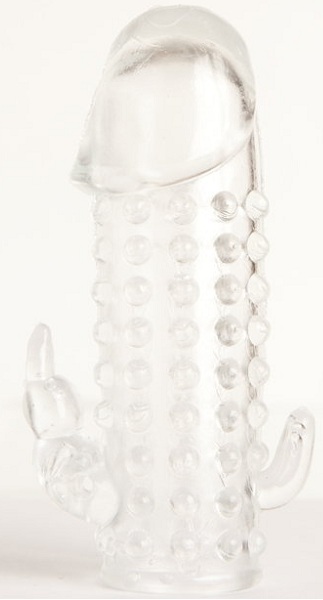 Гелевая прозрачная насадка с 2 отростками - 13 см. - Toyfa Basic - в Серпухове купить с доставкой