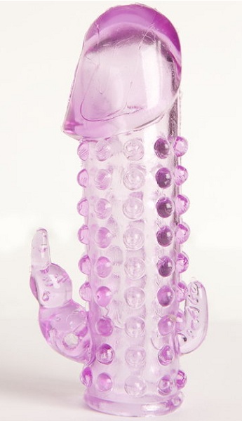 Закрытая фиолетовая насадка с 2 отростками - 13 см. - Toyfa Basic - в Серпухове купить с доставкой