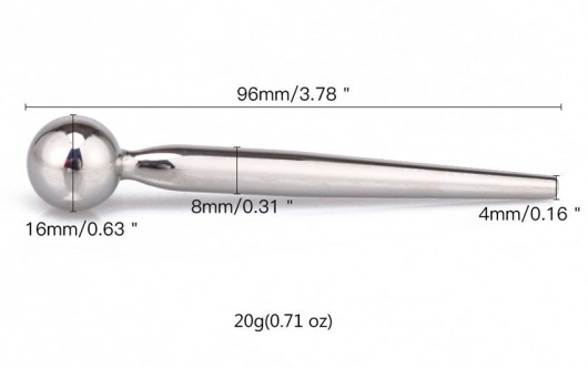 Гладкий металлический уретральный плаг с шариком - 9,6 см. - Notabu - купить с доставкой в Серпухове