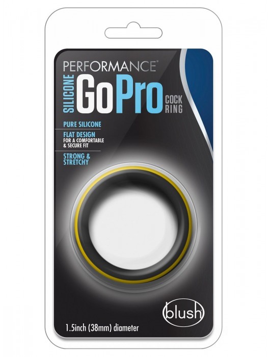 Черно-желтое силиконовое эрекционное кольцо Silicone Go Pro Cock Ring - Blush Novelties - в Серпухове купить с доставкой