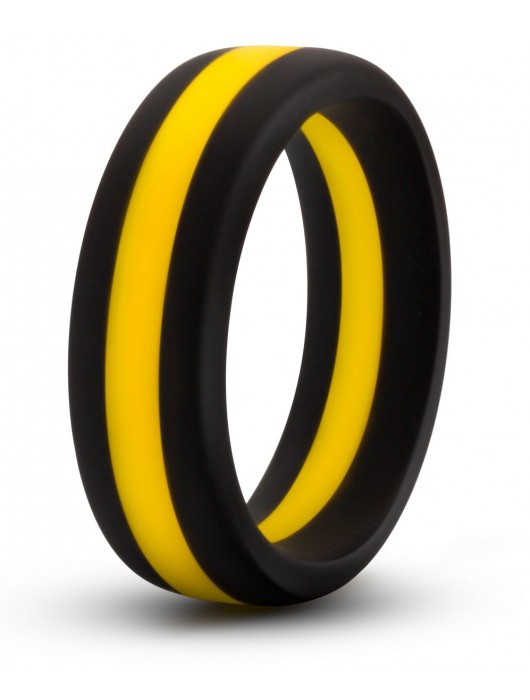 Черно-желтое силиконовое эрекционное кольцо Silicone Go Pro Cock Ring - Blush Novelties - в Серпухове купить с доставкой