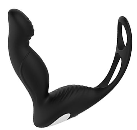 Черный вибромассажер простаты P-PLEASER W ERECTION ENHANCE - Dream Toys - в Серпухове купить с доставкой