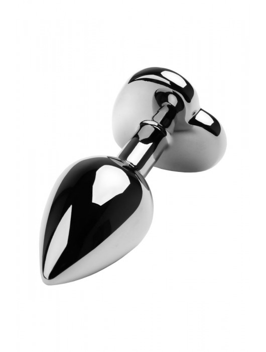 Серебристая коническая анальная пробка с красным кристаллом-сердечком - 7 см. - ToyFa - купить с доставкой в Серпухове