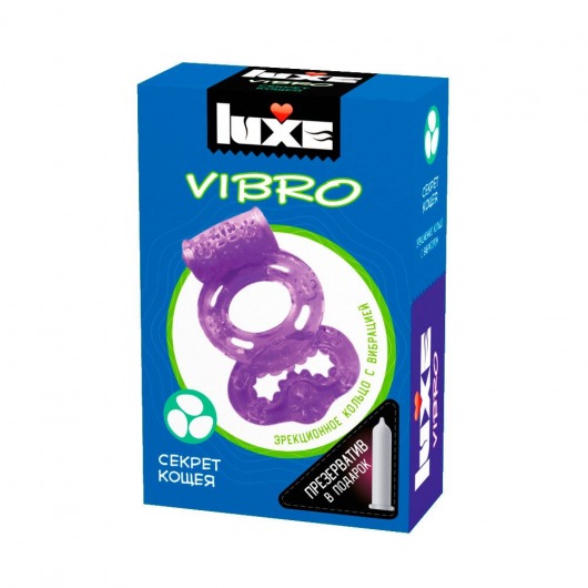 Фиолетовое эрекционное виброкольцо Luxe VIBRO  Секрет Кощея  + презерватив - Luxe - в Серпухове купить с доставкой