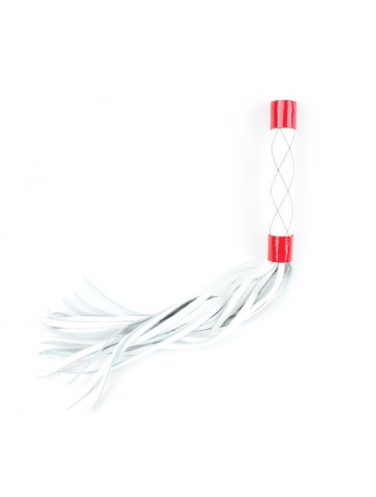 Бело-красная плеть средней длины с ручкой - 44 см. - БДСМ Арсенал - купить с доставкой в Серпухове