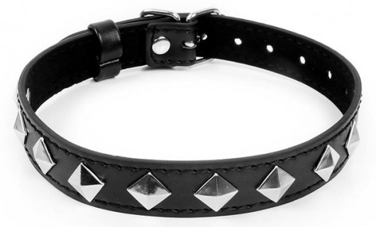 Черный ошейник с серебристыми ромбиками - Notabu - купить с доставкой в Серпухове