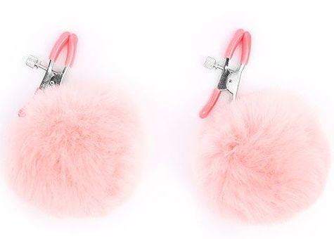 Зажимы для сосков с розовым пушком - Notabu - купить с доставкой в Серпухове