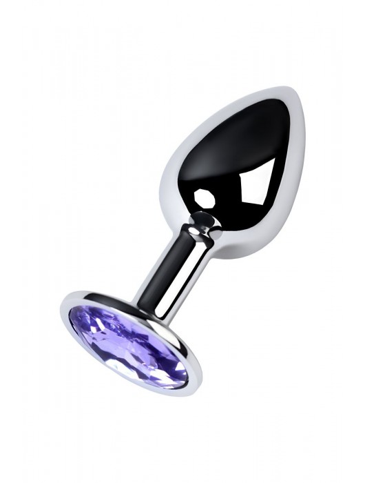 Серебристая конусовидная анальная пробка с фиолетовым кристаллом - 7 см. - ToyFa - купить с доставкой в Серпухове