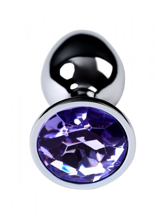 Серебристая конусовидная анальная пробка с фиолетовым кристаллом - 7 см. - ToyFa - купить с доставкой в Серпухове