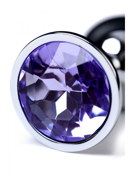 Серебристая конусовидная анальная пробка с фиолетовым кристаллом - 7 см. - ToyFa - купить с доставкой в Серпухове