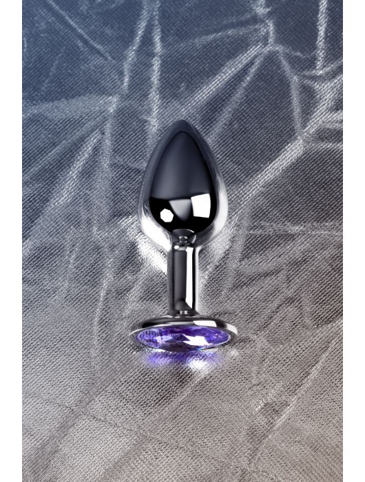 Серебристая конусовидная анальная пробка с фиолетовым кристаллом - 7 см. - ToyFa - купить с доставкой в Серпухове