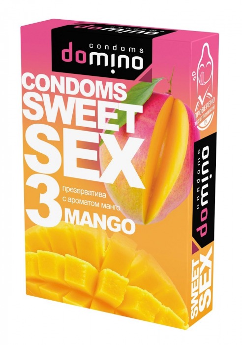 Презервативы для орального секса DOMINO Sweet Sex с ароматом манго - 3 шт. - Domino - купить с доставкой в Серпухове