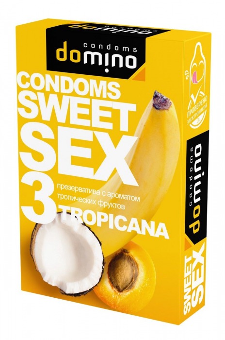 Презервативы для орального секса DOMINO Sweet Sex с ароматом тропических фруктов - 3 шт. - Domino - купить с доставкой в Серпухове