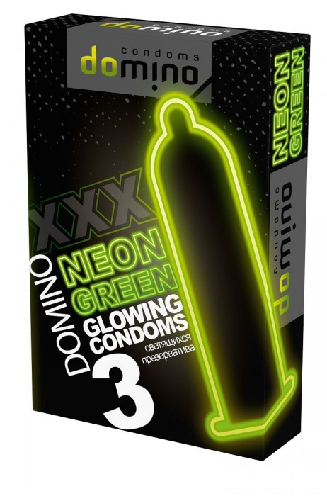 Презервативы DOMINO Neon Green со светящимся в темноте кончиком - 3 шт. - Domino - купить с доставкой в Серпухове