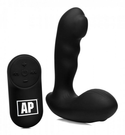 Черный стимулятор простаты Alpha-Pro 7X P-Milker Silicone Prostate Stimulator with Milking Bead - XR Brands - в Серпухове купить с доставкой