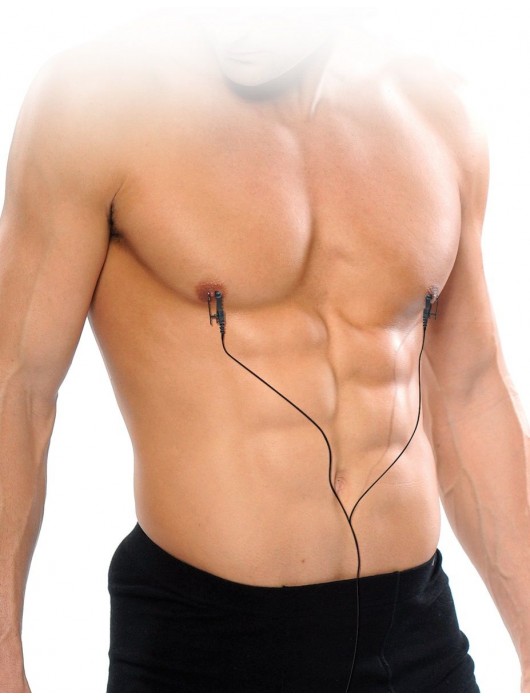 Черные электрические зажимы для сосков Shock Therapy Nipple Clamps - Pipedream - купить с доставкой в Серпухове