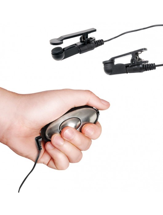 Черные электрические зажимы для сосков Shock Therapy Nipple Clamps - Pipedream - купить с доставкой в Серпухове