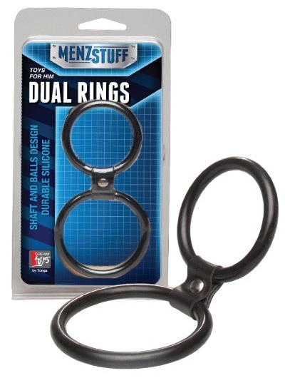 Чёрное двойное эрекционное кольцо Dual Rings Black - Dream Toys - в Серпухове купить с доставкой